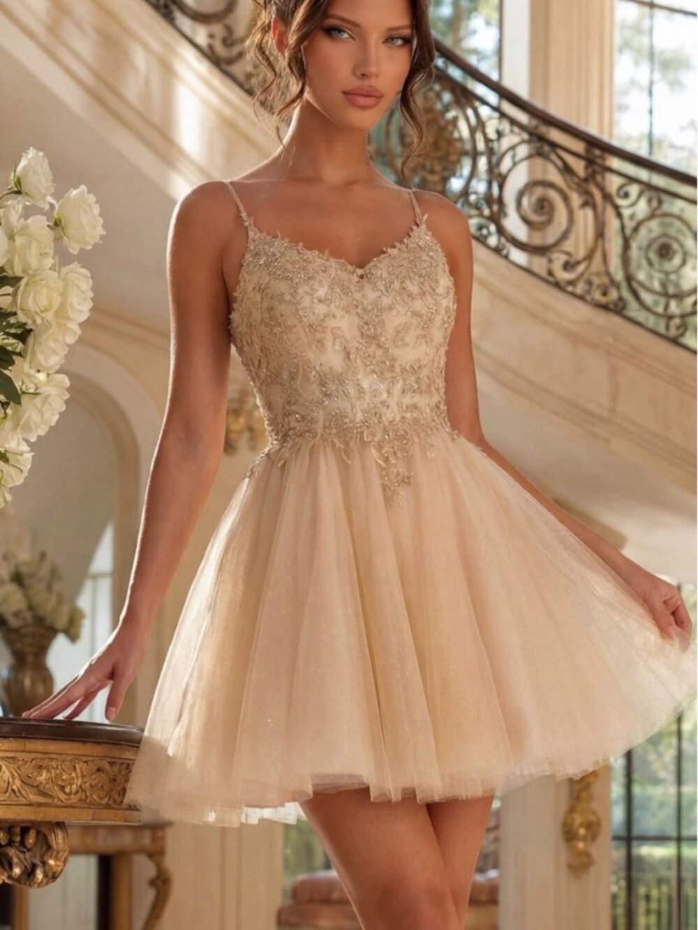 Short Glitter-Tulle Prom Dress: Dancing Queen 3413